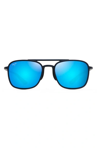 Maui Jim Keokea 55mm Polarizedplus2® Aviator Sunglasses In Matte Blue/ Blue Hawaii
