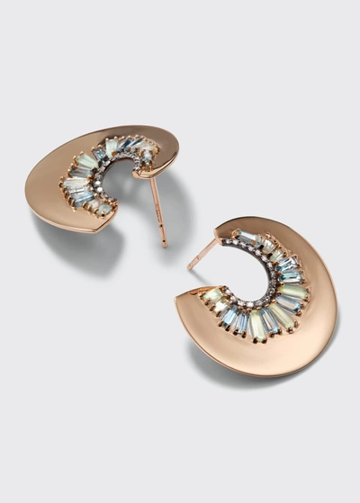 Nak Armstrong Aperture Bypass Hoop Earrings With Aquamarine, Blue Peru Opal And Diamonds