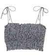 Miu Miu Shirred Gingham Cotton Crop Top In Nero