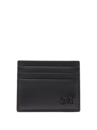 Valentino Garavani Men's V-logo Leather Cardholder In Black