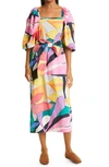 Mara Hoffman Sara Belted Printed Organic Cotton-poplin Midi Dress In Multi