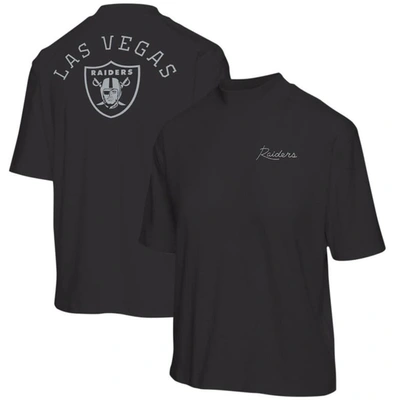 JUNK FOOD JUNK FOOD BLACK LAS VEGAS RAIDERS HALF-SLEEVE MOCK NECK T-SHIRT