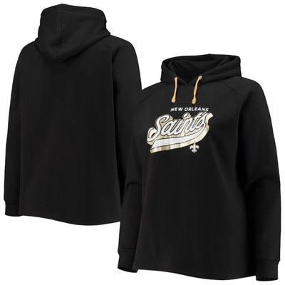 Fanatics Branded Black New Orleans Saints Plus Size First Contact Raglan Pullover Hoodie