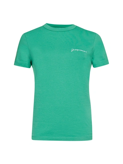 Jacquemus Embroidered-logo Short-sleeve T-shirt In Green