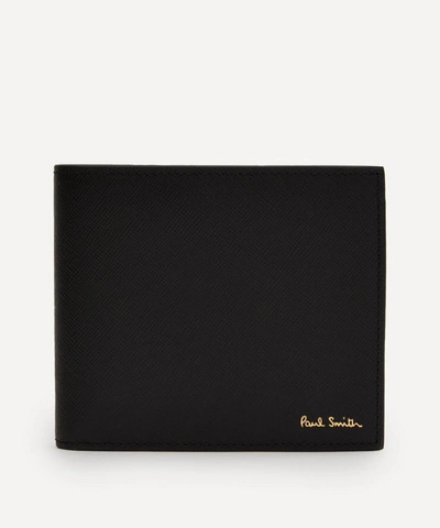 Paul Smith Mini Stripe Leather Billfold Wallet In Black