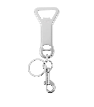 Burberry Bottle Opener Palladium-plated Brass Keyring In Silver