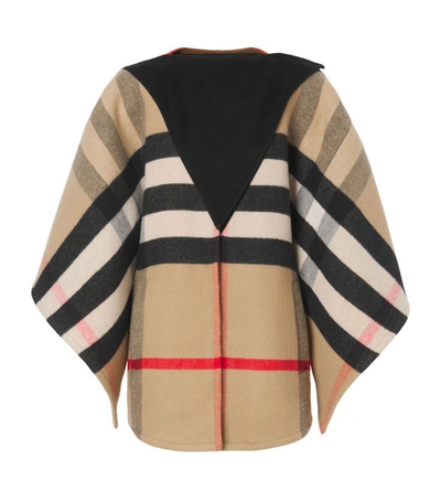 Burberry Double-faced Check Cashmere Cape In Beige