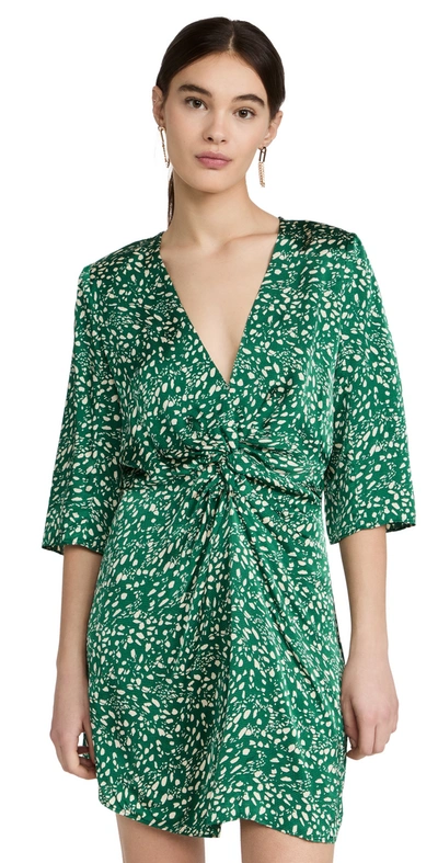 Ba&sh Erika Printed Twist-accent Dress In Green