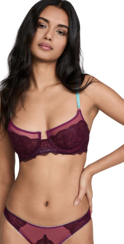 Dora Larsen Orla Recycled Lace And Tulle Underwired Balconette Bra In Purple