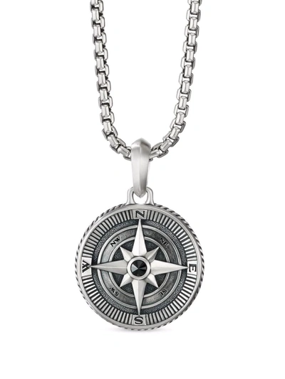 David Yurman Men's Sterling Silver Maritime Compass Amulet With Black Diamond