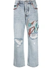 Philipp Plein Stud-embellished Wide-leg Jeans In Blue