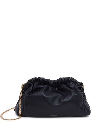 Mansur Gavriel Mini Leather Cloud Clutch-on-chain In Black/flamma