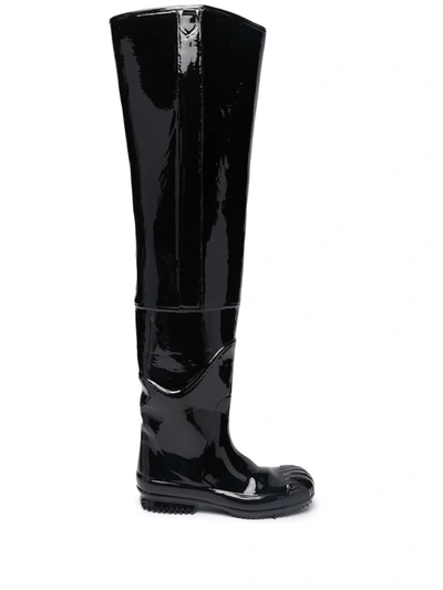Maison Margiela Glossy Knee-length Boots In Black