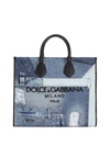 DOLCE & GABBANA DENIM-PATCHWORK LARGE SHOPPER BAG