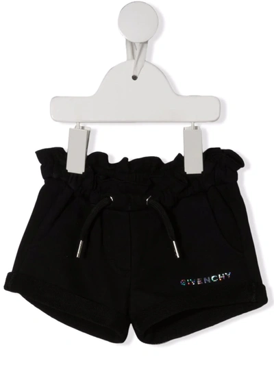 Givenchy Babies' Logo-print Drawstring-waist Shorts In Black