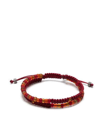 Tateossian Double Row Beaded Bracelet In Red