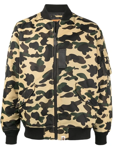 A Bathing Ape Camouflage-print Bomber Jacket In Yellow