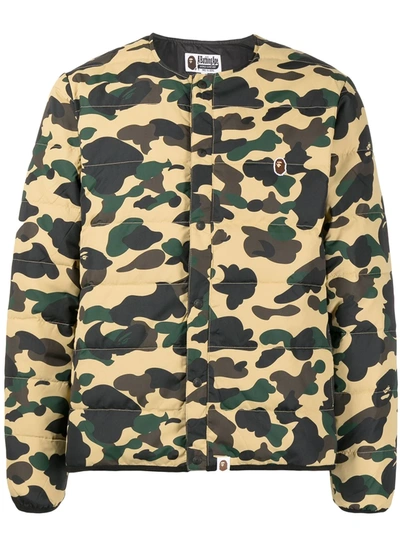 A Bathing Ape Camouflage-print Puffer Jacket In Yellow