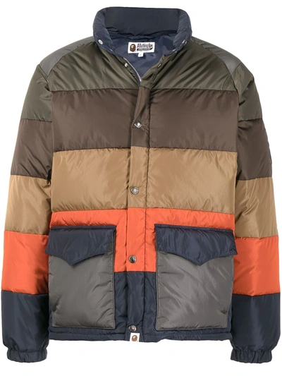 A Bathing Ape Colour-block Puffer Jacket In Brown
