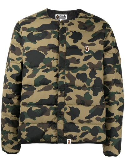 A Bathing Ape Camouflage-print Puffer Jacket In Green