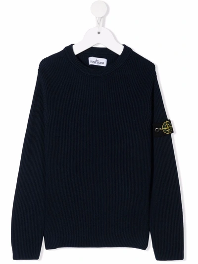 STONE ISLAND JUNIOR LOGO-PATCH SLEEVE JUMPER