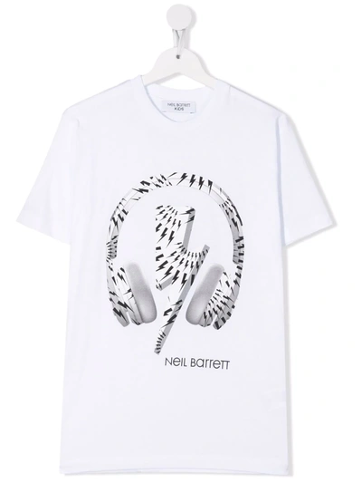 Neil Barrett Teen Thunderbolt Graphic T-shirt In White