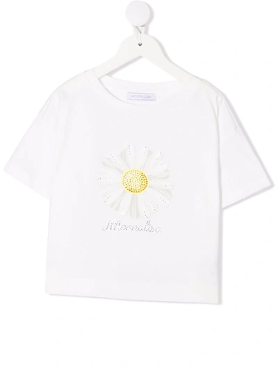 Monnalisa Kids' Embellished-logo T-shirt In White