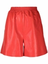 Desa 1972 Elasticated Leather Shorts In Red
