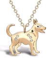 PRAGNELL 18KT YELLOW GOLD ZODIAC DIAMOND DOG PENDANT NECKLACE