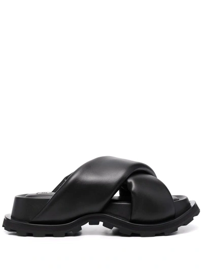 Jil Sander Black Oversize Strap & Sole Wrapped Sandals
