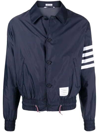 Thom Browne 4-bar Stripe Solid Swim Tech Jacket In Blue