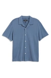 Rag & Bone Avery Knit Short Sleeve Button-up Camp Shirt In Dark Indigo