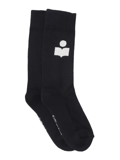 Isabel Marant Logo Intarsia Ribbed Socks In Black