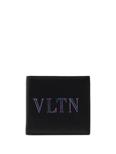 Valentino Garavani Black Neon Vltn Leather Wallet
