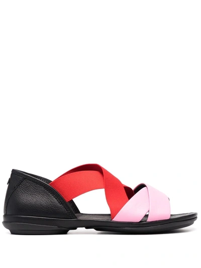 Camper Colour-block Strap Sandals In Black,pink,red