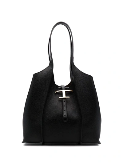 Tod's Timeless Leather Shopping Bag In Black