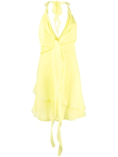 Blumarine Halterneck Short Dress In Yellow