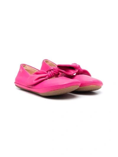Camper Kids' Right Bow-detail Ballerina Shoes In Pink