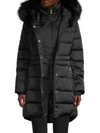 T Tahari Women's Stefani Faux Fur Puffer Jacket In Dark Slate
