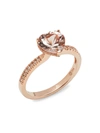 Saks Fifth Avenue Women's 14k Rose Gold, Morganite & Diamond Heart Ring In Rose Gold
