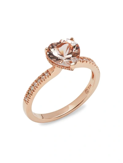 Saks Fifth Avenue Women's 14k Rose Gold, Morganite & Diamond Heart Ring
