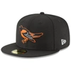 NEW ERA NEW ERA BLACK BALTIMORE ORIOLES COOPERSTOWN COLLECTION LOGO 59FIFTY FITTED HAT