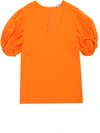 Stella Mccartney Puff-sleeve Scoop-neck Tunic Top In Orange