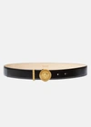Versace Medusa Coin Leather Belt In Black