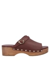 Ancient Greek Sandals Leather Clogs In Brown