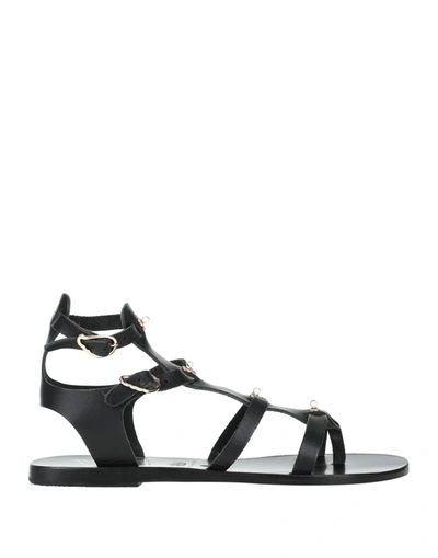 Ancient Greek Sandals Toe Strap Sandals In Black