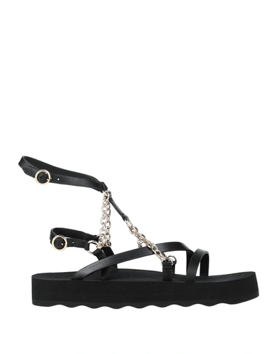 Maje Frankie Chain-trimmed Leather Platform Sandals In Black