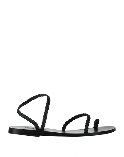 Ancient Greek Sandals Toe Strap Sandals In Black