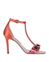 Pucci Sequin-embellished Satin Sandals In Orange
