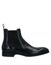 Santoni Goodyear Man Ankle Boots Black Size 11.5 Leather In Black